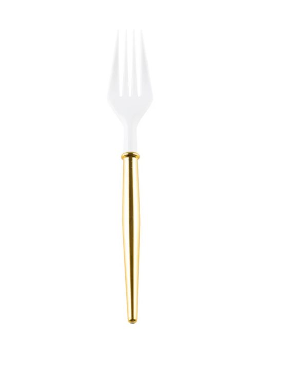 Cocktail Forks - Gold with White Handle, 20 Count