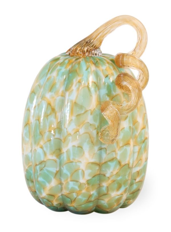 Pumpkin - Glass, Gold & Green with Gold Stem, Large