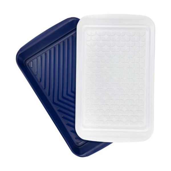 Marinade Tray w/Lid, 17", Blue